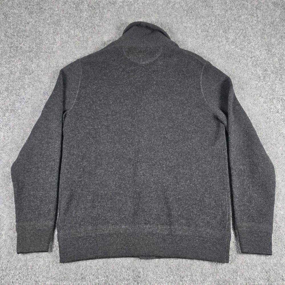 Polo Ralph Lauren Cardigan Mens Small Gray Merino Wool Shawl Collar Elbow Patch